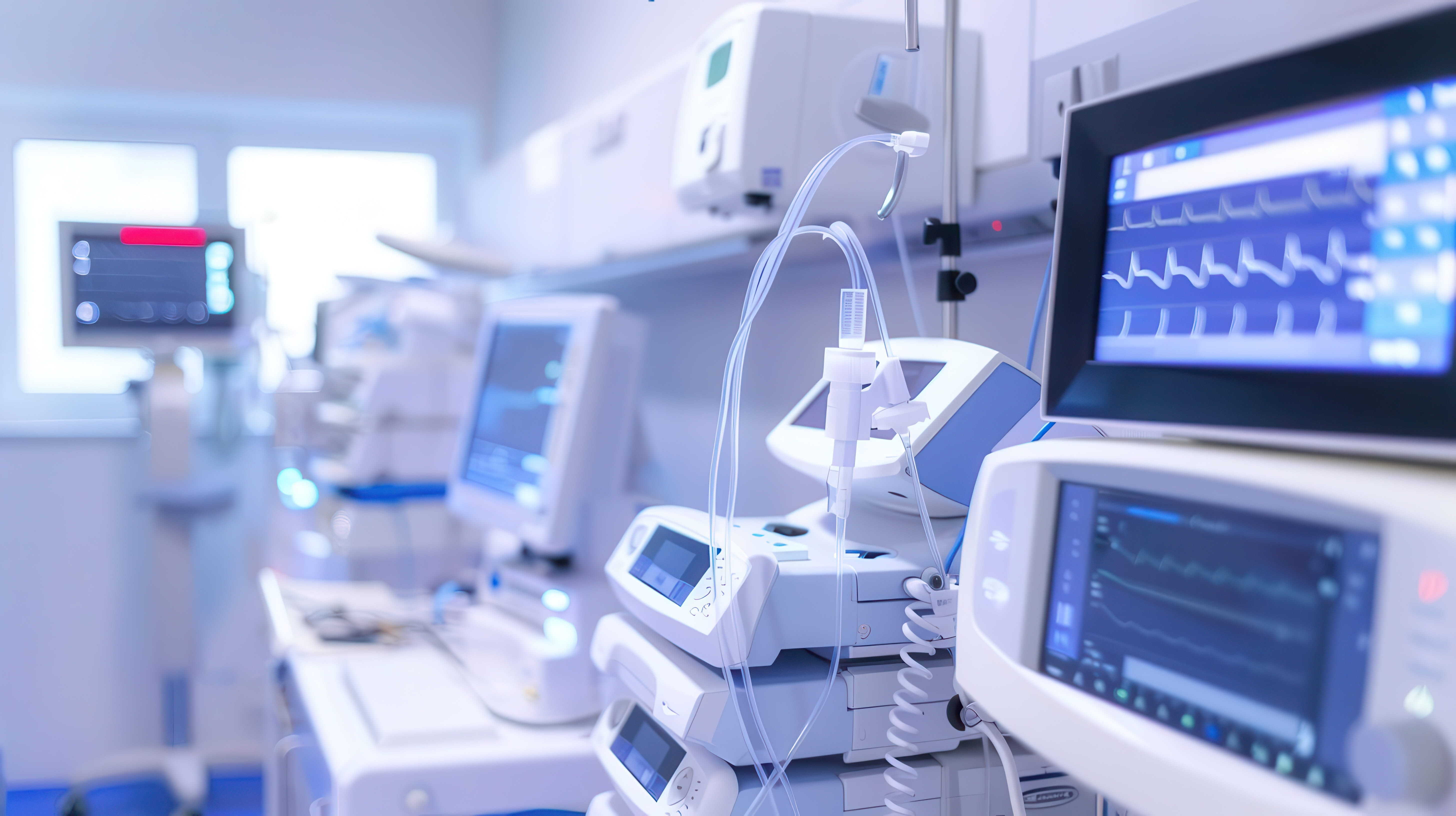 Row of medical equipment in a doctor's office.